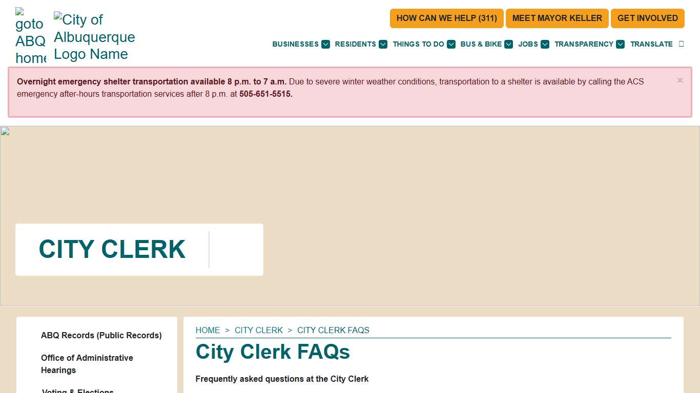 City Clerk FAQs — City of Albuquerque